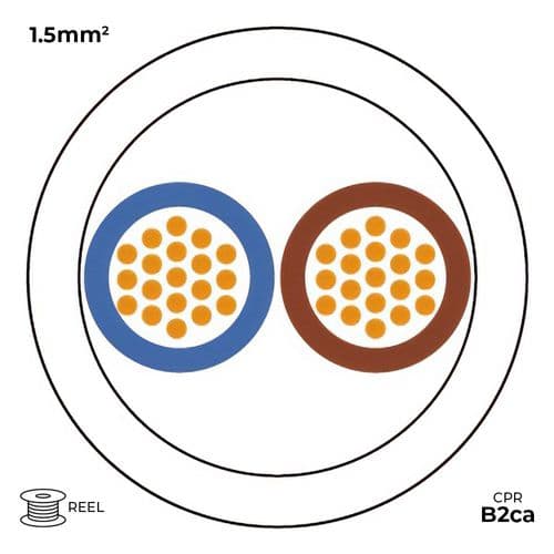 Quality Connectivity H05Z1Z1-F 3182B 2 Core 1.5mm Mains Flexible Cable LSZH B2ca White (100m Reel)