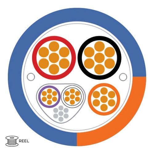 Quality Connectivity Lighting Cable LSZH Blue with Orange Stripe (Reel)