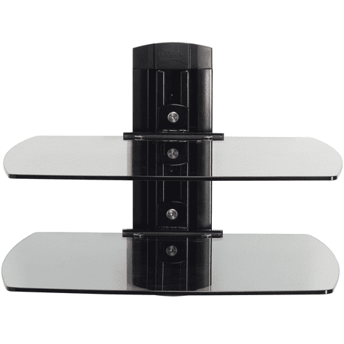 Sanus Tempered Glass On-Wall AV Component Shelves With Two Height Adjustable Shelves