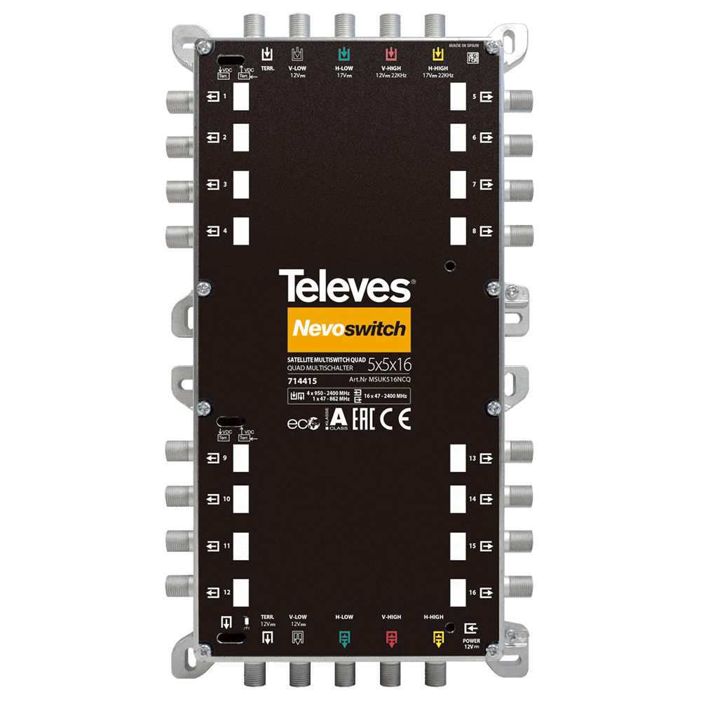 TELEVES MS58NCQ Multischalter Mit NT ABAKUS – Ideal Für Sat-Anlagen Bis 8 Teilnehmer