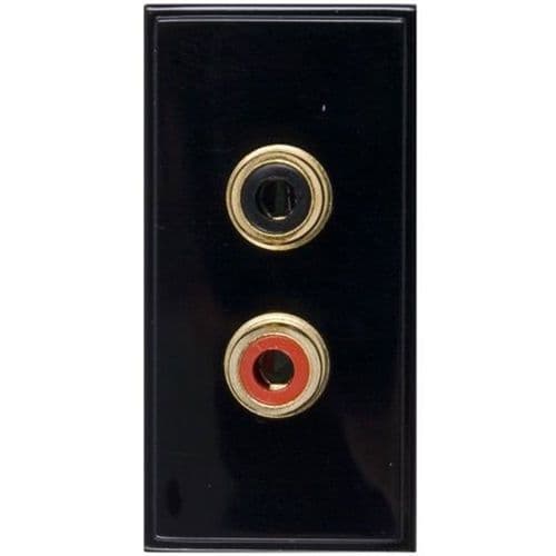 Triax Twin RCA Module Black 25x50mm