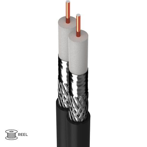 Webro 0.65mm 75 Ohm Twin Coax PVC Shotgun Cable 100m