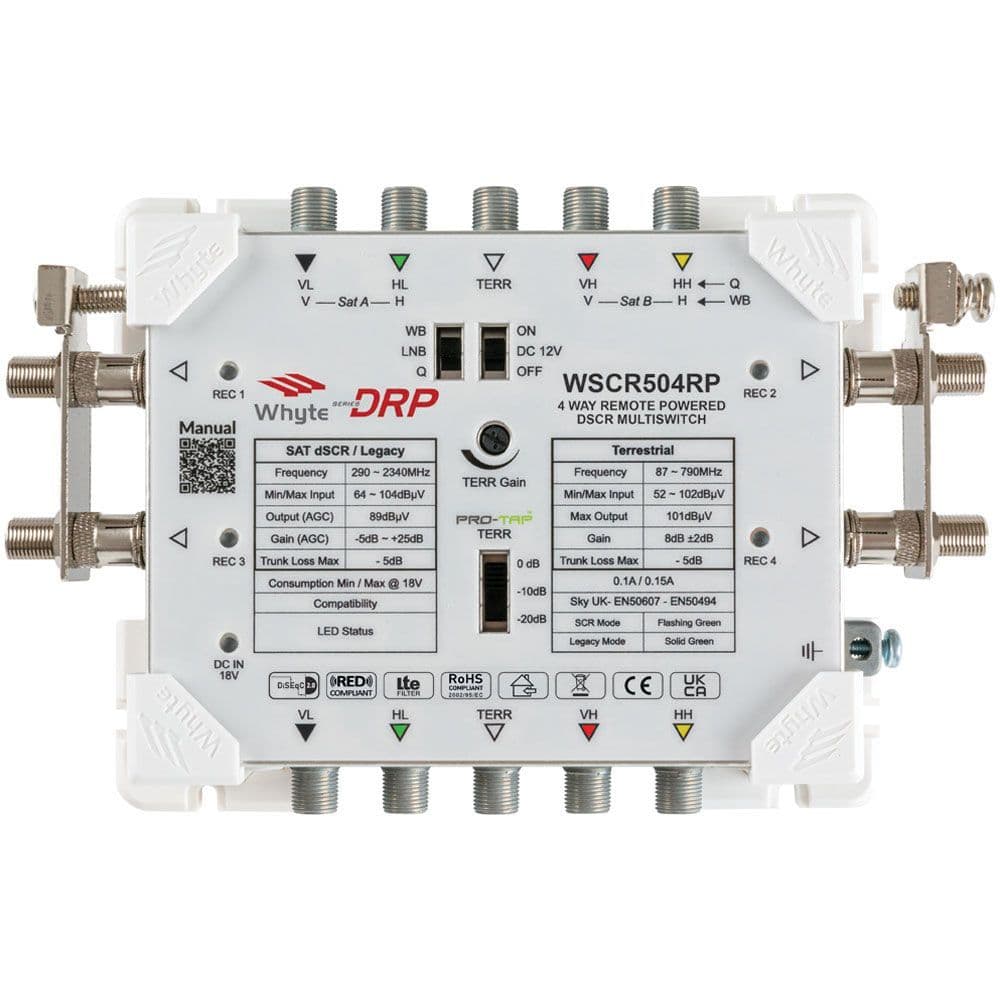 Whyte 5 Wire 4 Way SkyQ Remot Powered dSCR Multiswitch