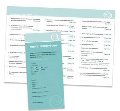 Medical History Form (pack of 100 or 500)