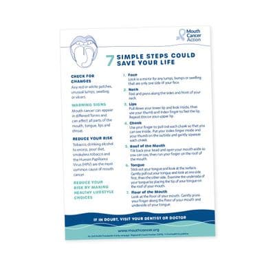 Mouth Cancer Self-Examination Poster A2 - Words