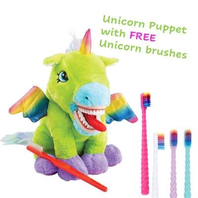 Unicorn Puppet with free toothbrushes