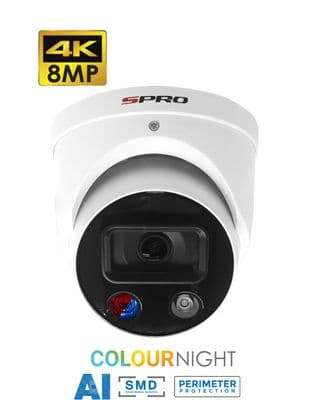 SPRO 8MP IP White Fixed Lens Turret with Active Deterrence