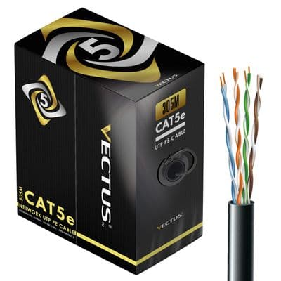VECTUS CAT5e 305M Cable UTP PE, Outdoor (Black)