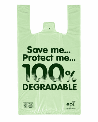 100% Degradable Plastic Vest Carrier Bags - Light Green