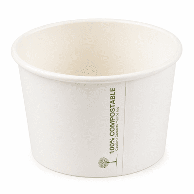 16oz White Bio-degradable Soup Containers & Lids
