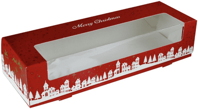 25 Merry Christmas Red Town Patterned Mince Pie Box