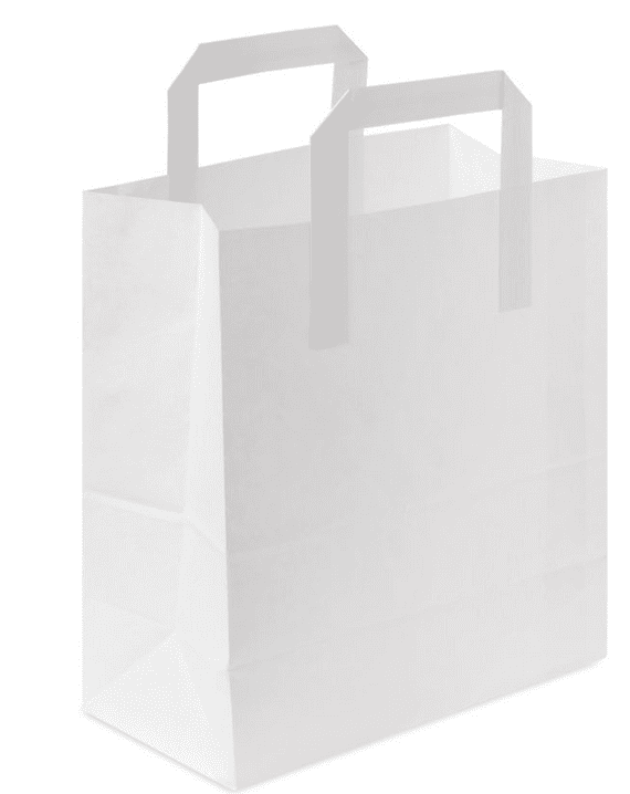 250 Large White SOS Paper Carrier Bags With Handles