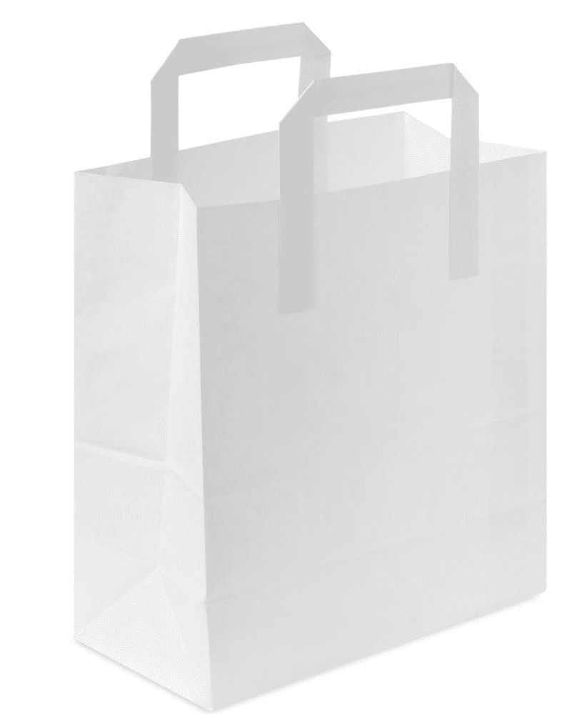250 Large White SOS Paper Carrier Bags With Handles