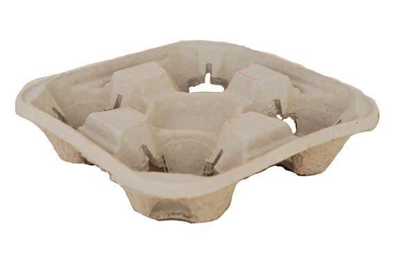 4 Moulded Pulp Fibre Cup Carrier