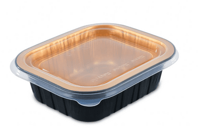 500ml Premium Black/Gold Foil Takeaway Food Container & Lids