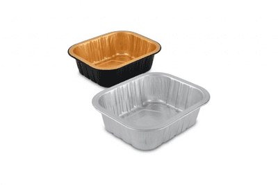 500ml Premium Foil Takeaway Food Container & Lids - Silver / Black & Gold