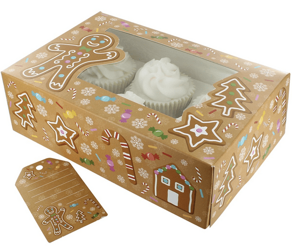 6 or 12 hole Santa Themed Cupcake Boxes With Gift Tags