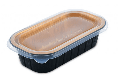 670ml Premium Foil Takeaway Food Container & Lids Black/Gold