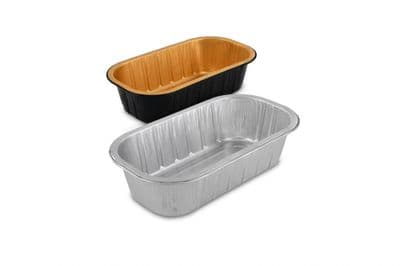 670ml Premium Foil Takeaway Food Container & Lids - Silver / Black & Gold