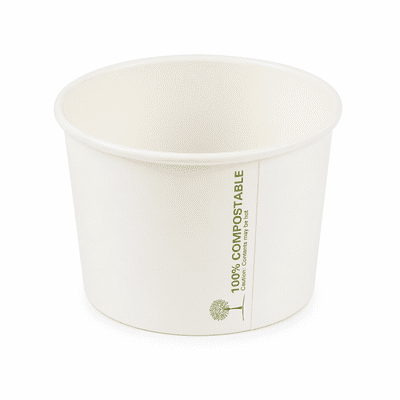 8oz White Bio-degradable Soup Containers & Lids