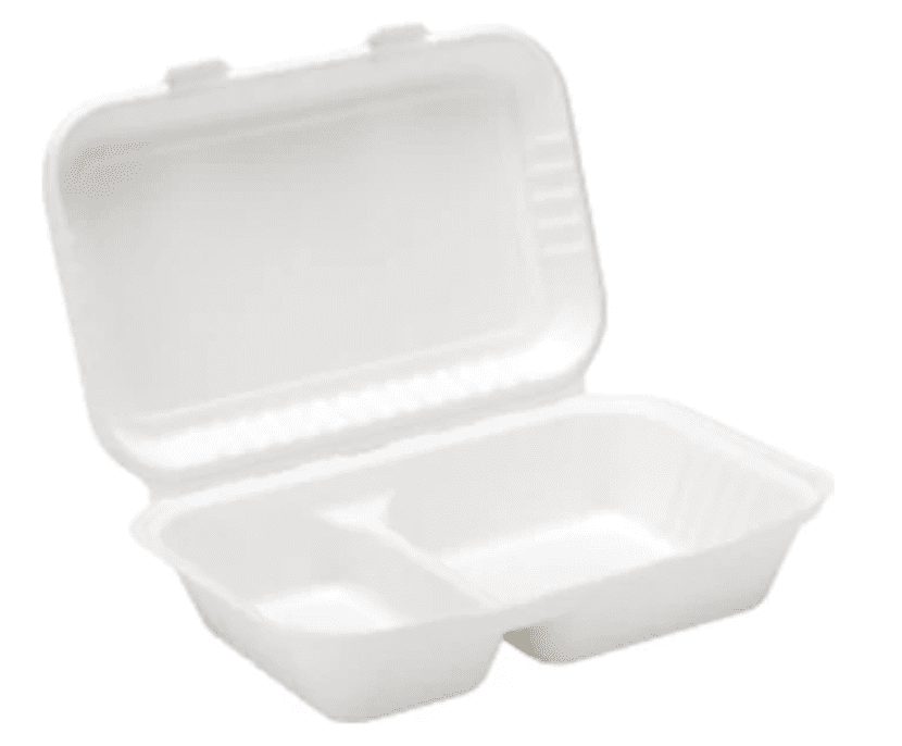 9& x22; X 6& x22; Bagasse 2 Compartment Clamshell Lunch Box - Takeaway ...
