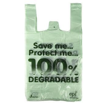 Biodegradable Large Vest Carrier Bags Light Green Tint 275X420X520MM