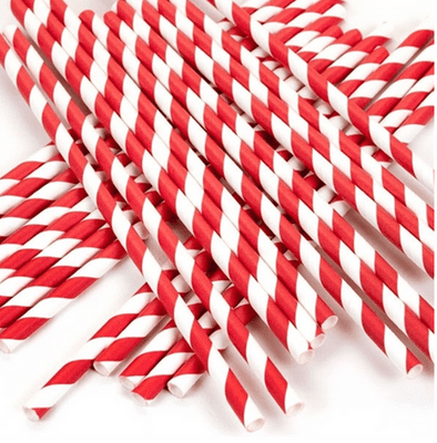 Biodegradable Red and white stripe Paper Drinking Straws 200x6mm