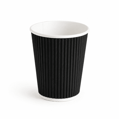Black Ripple Walled Coffee Cups in 4oz-16oz