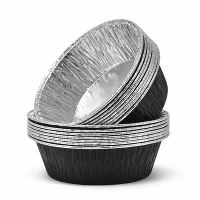 Black Round Lacquered Individual Pie Foils
