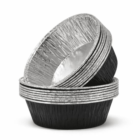 Black Round Lacquered Individual Pie Foils