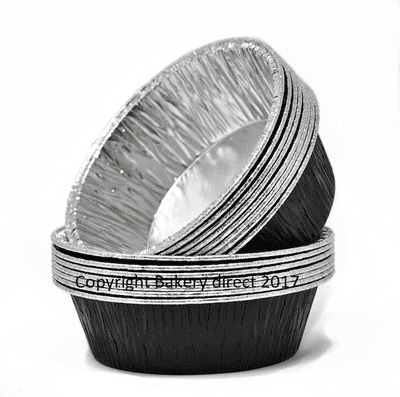 Black Round Lacquered Individual Pie Foils (New Size)