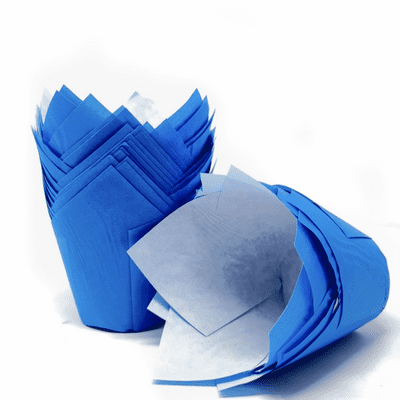 Blue Tulip Muffin Wraps / Cases - Choose your amount