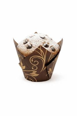 Brown/Gold Luxury Tulip Muffin Wraps / Cases - Choose your amount