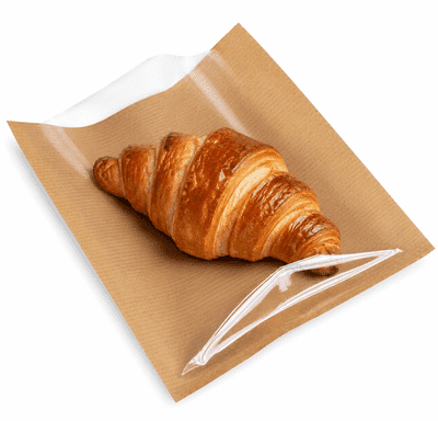 Brown Kraft Film Front Paper Takeaway Sandwich / Pasty Food Bags