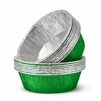 Green Round Lacquered Individual Pie Foils - Vegan Veggie