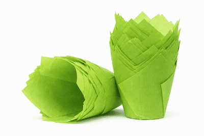 Green Tulip Muffin Wraps / Cases - Choose your amount