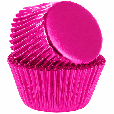 Hot Pink Foil Crimped Cupcake Case