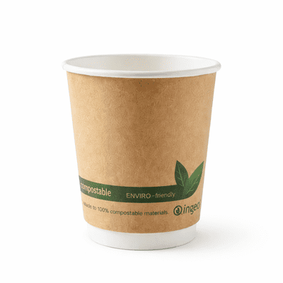 Kraft Compostable Double Wall Paper Coffee Cups 8-16oz