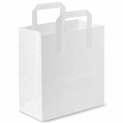 Large White Paper SOS Carrier bags With Tape Handles