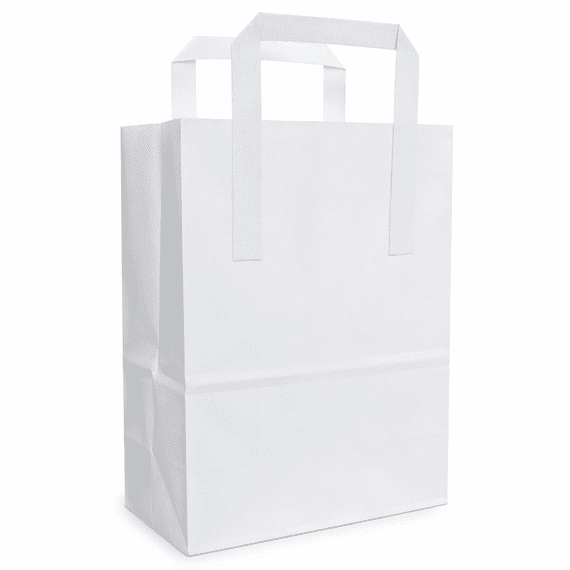 Medium White SOS Paper Carrier Bags with Tape Handles