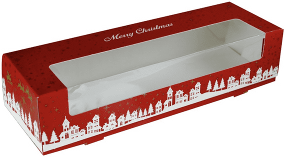 Merry Christmas Red Town Patterned Mince Pie Box