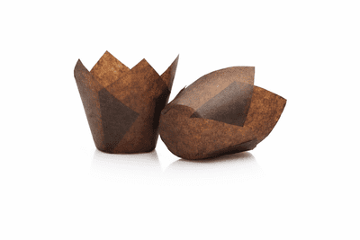 Mini Chocolate Brown Tulip Muffin Wraps / Cases -110x35mm