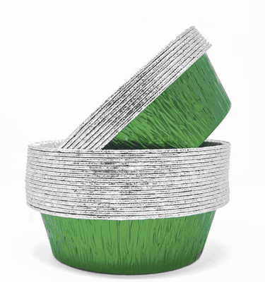 NEW SIZE Green Round Lacquered Individual Pie Foils - Vegan Veggie
