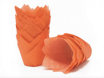 Orange Tulip Muffin Wraps/ Cases - Choose your amount