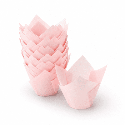 Pink Tiny Canape Petit Four Tulip Wraps / Cases (80x30mm)