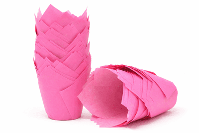 Pink Tulip Muffin Wraps/ Cases - Choose your amount