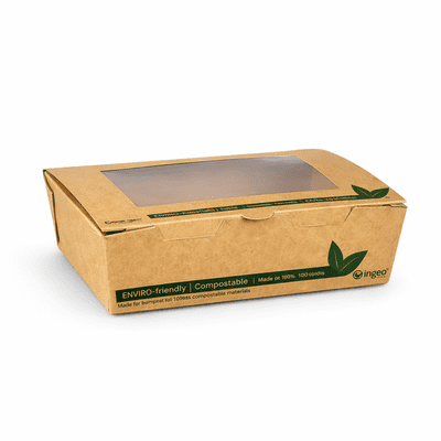 PLA Tuck Top Kraft Window Salad Boxes ( Small, Medium & Large)