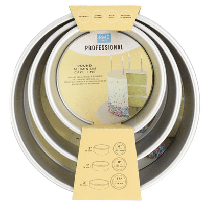 PME Round Cake Pan 6, 8, 10-Inch X 3-Inch Deep, Set Of 3
