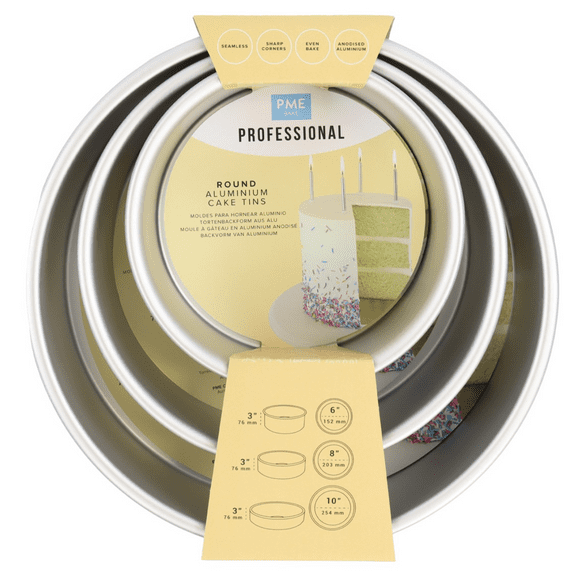 PME Round Cake Pan 6, 8, 10-Inch X 3-Inch Deep, Set Of 3