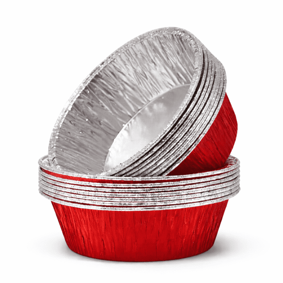 Red Round Lacquered Individual Pie Foils